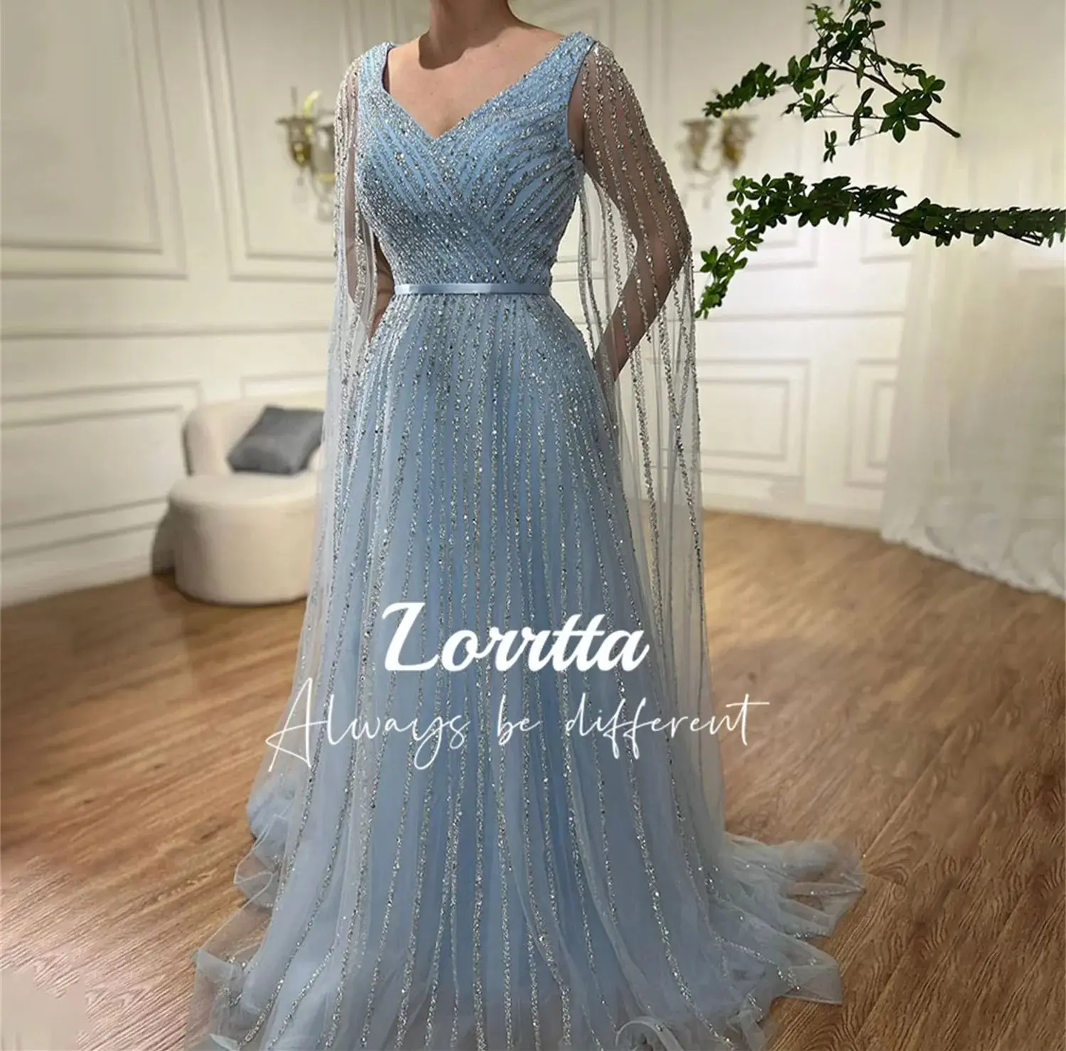 Lorrtta Party Dress Mesh Shiny Fabric Line A Shawl Eid Evening Gala Dresses 2024 Happy Robe De Soiree Femmes Customized