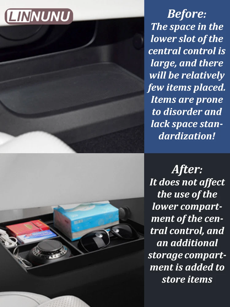 Linnunu Fit for Lixiang L6/L7 Central Control Lower Storage Box Car Storage Box Car Interior Supplies Accessories Car Protective Pad Storage and Organization Box