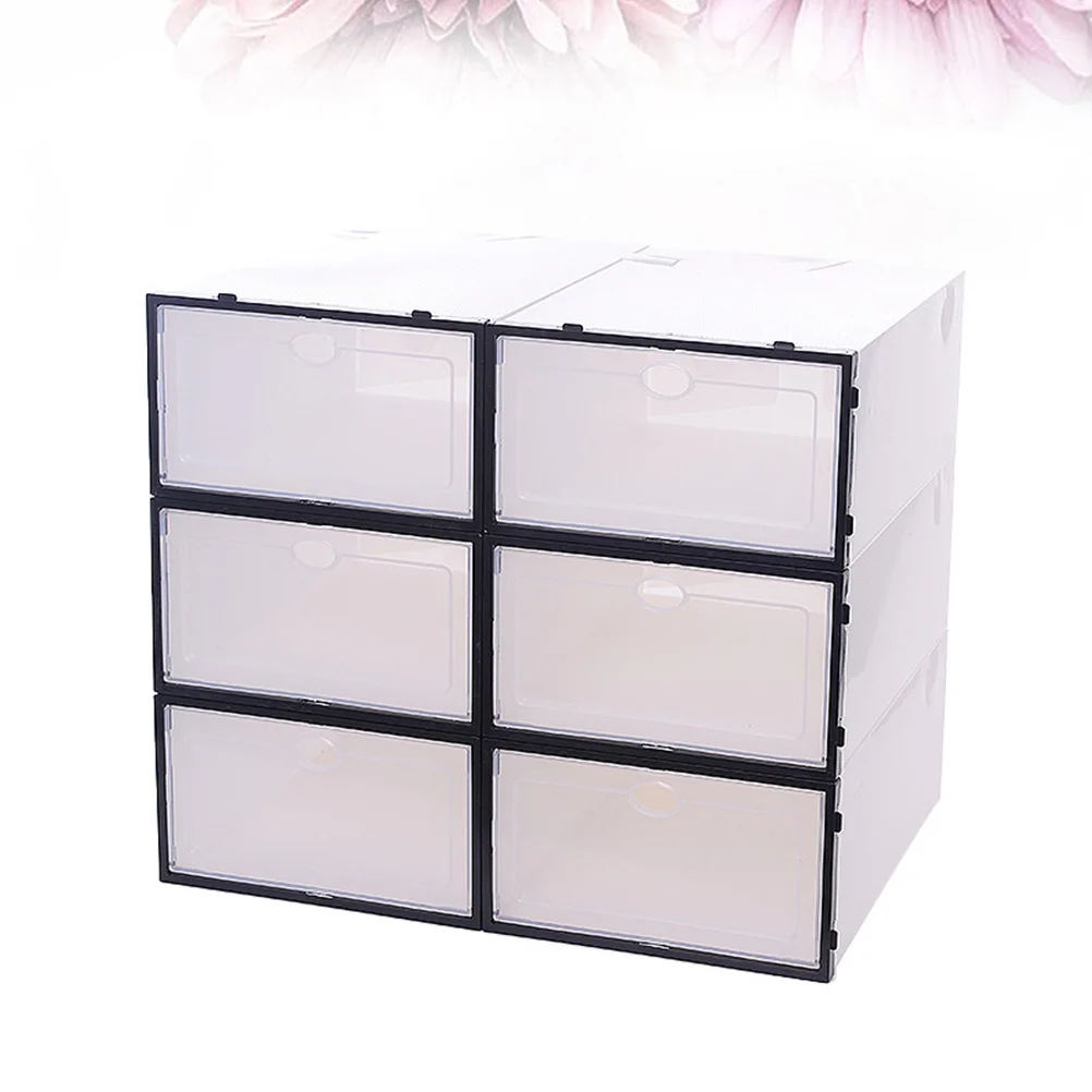 

6Pcs Thickened Transparent Shoe Boxes Stackable Storage Organizer Clear Plastic Shoe Container for Closet Shelves