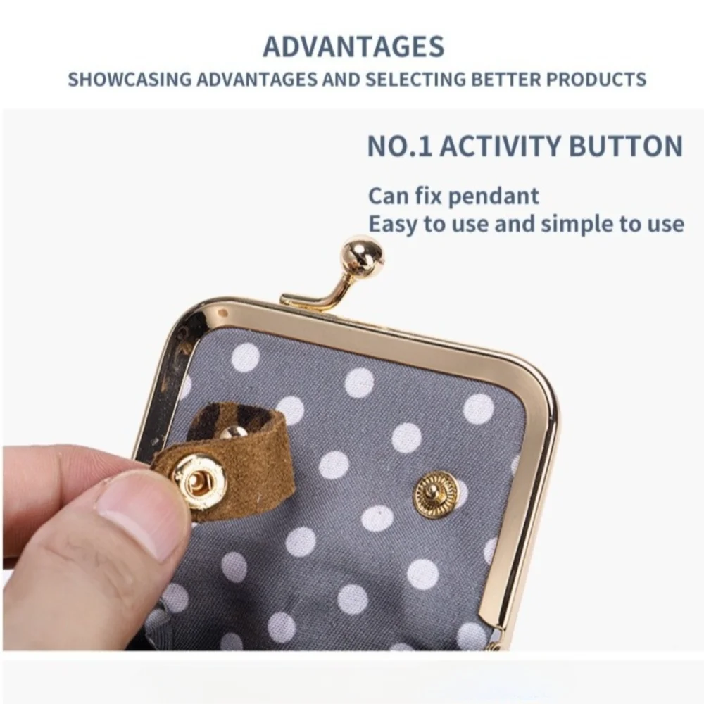

Elegant Leopard Print Kiss Lock Coin Purse Leather Solid Color Jewelry Storage Bag Mini Jewelry Box Mini Coin Wallet Casual