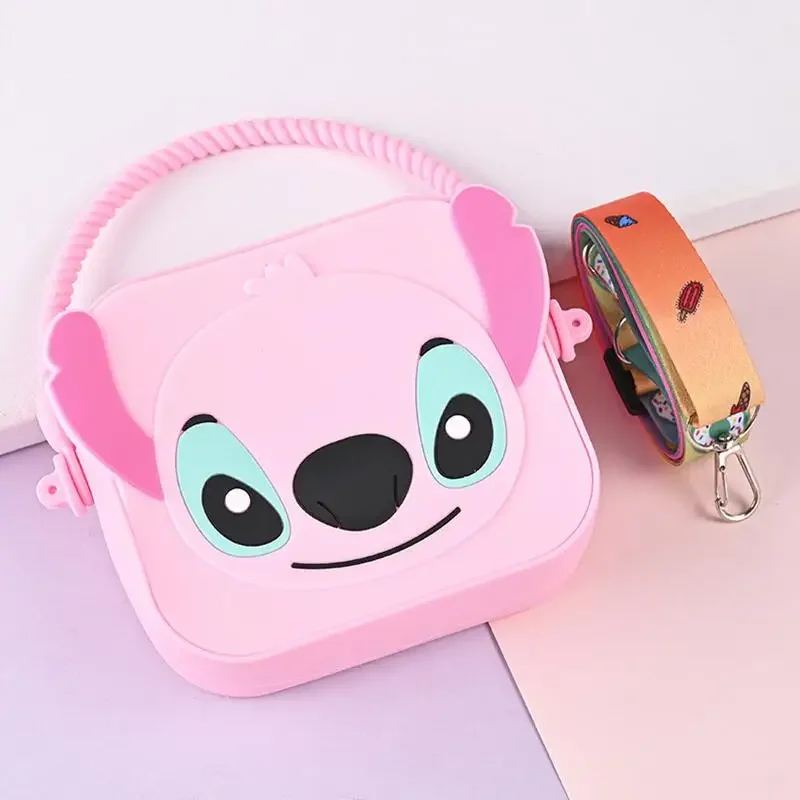 Disney Stitch Coin Purse Miniso Anime Cartoon Cute Stitch Silica Gel Bluetooth Headset Messenger Bag Girls Holiday Gifts