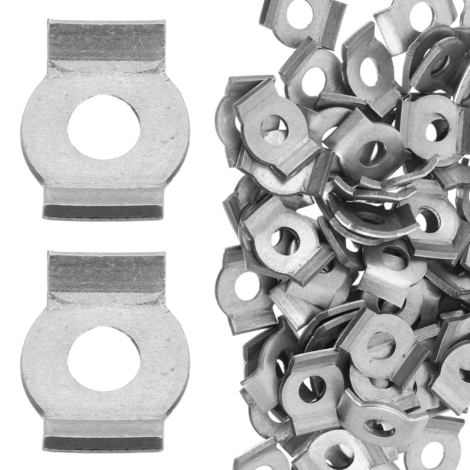 100Pcs U-Shaped Locking Flanged Spindle Washer for Toggle Clamps Anti-Slip Surface Protection Heavy-Duty Industrial Assembly