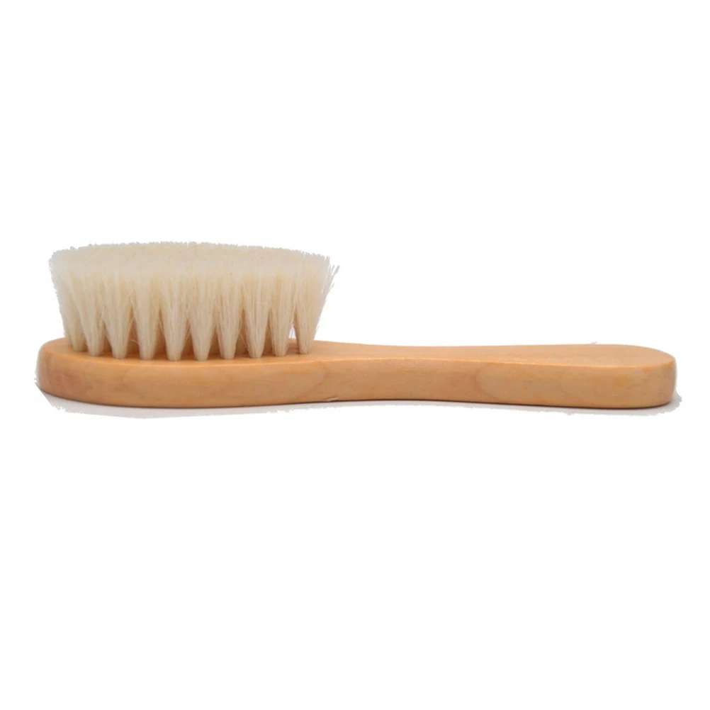 

1Pcs Baby Hairbrush Wool Wooden Handle Ideal for Infant Shampoo Bath Shower Use Gentle Wool Brush for Baby
