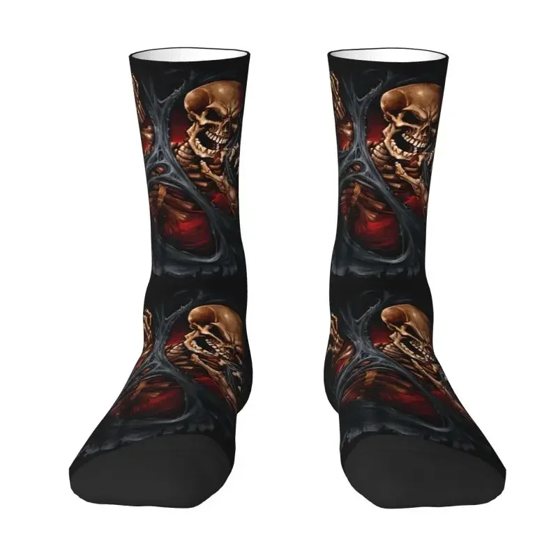 Skeleton Ripping Through Men Women Crew Socks Hip Hop Funny Horror Gothic Death Skull Spring Summer Autumn Winter Crazy Socks