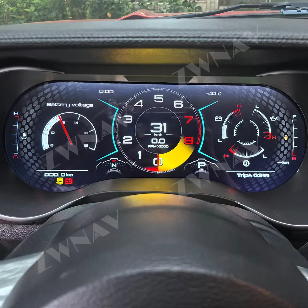 12.3 inch Digital Instrument Cluster For Ford Mustang 2015-2023 Virtual LCD Panel Cockpit Speedometer Dashboard Gauge Plug-play