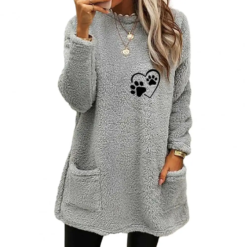 

Women's Casual Crewneck Pullover with Pocket Soft Warm Trendy Loose Fit Long Sleeve Sweatshirt for Winter