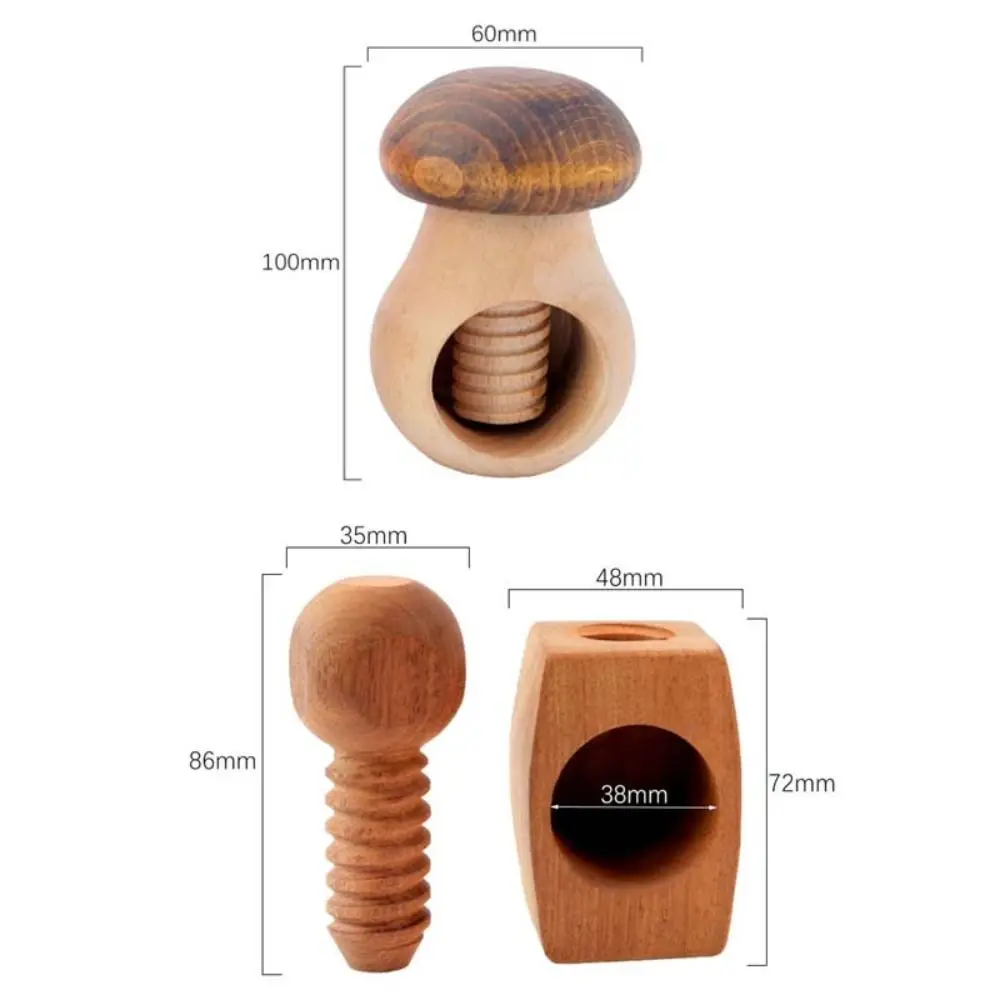 Crafts Wooden Mushroom Nutcracker Spiral Design Adjustable Walnuts Cracker Professional Manual Walnut Sheller Almond