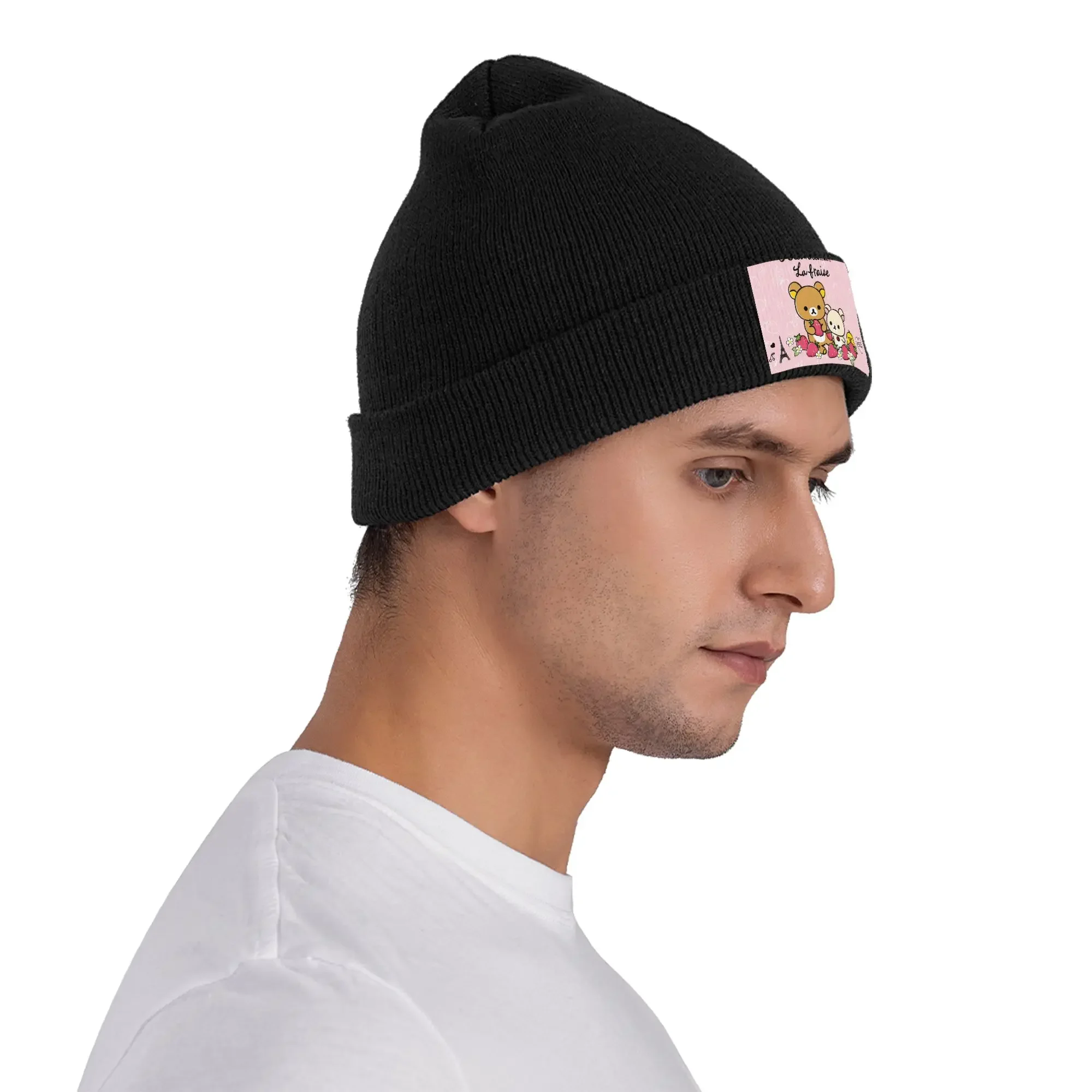 Rilakkuma Sakura (19) قبعة محبوكة دافئة الشتاء متماسكة بونيه قبعة Skullies Beanies الهيب هوب قبعات للجنسين #4