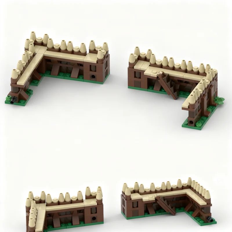 366-teiliges MOC Palisaden-Hof Erweiterungsset Mini Modulares Straßenlandschaftsmodell Bausteine Spielzeug Konstruktion Weihnachtsgeschenke für Kinder