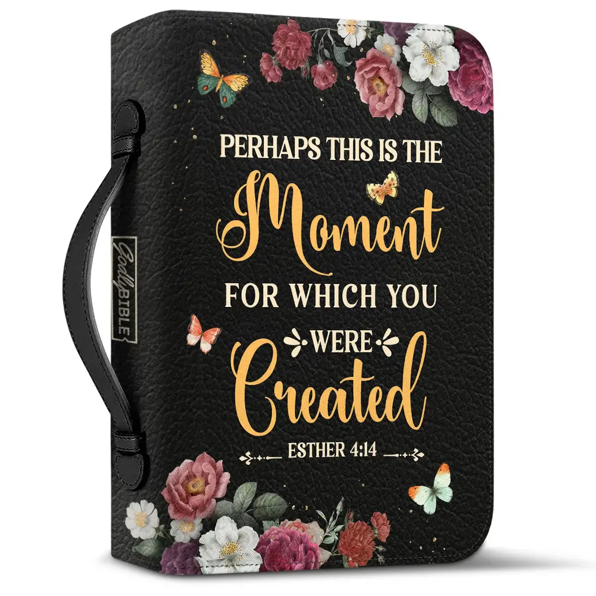 Women\'s Personalized Bible Cover Case Bible Verse Floral Print Bible Storage Bags PU Leather Handbag for Ladies Study Book Boxes