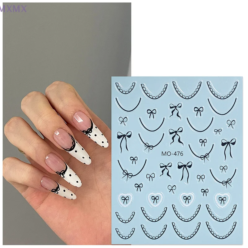 1/2 vel goud zilver rode strik nail art stickers frans ballet kant lint nagelstickers diy manicure decor accessoires