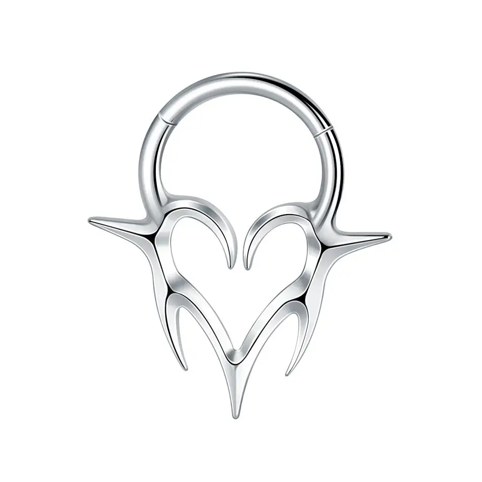1 قطعة التيتانيوم الحاجز ثقب متمحور الجزء الأنف الدائري انقر هوب أقراط الأذن الغضروف اللولب ثقب مجوهرات للجسم #5