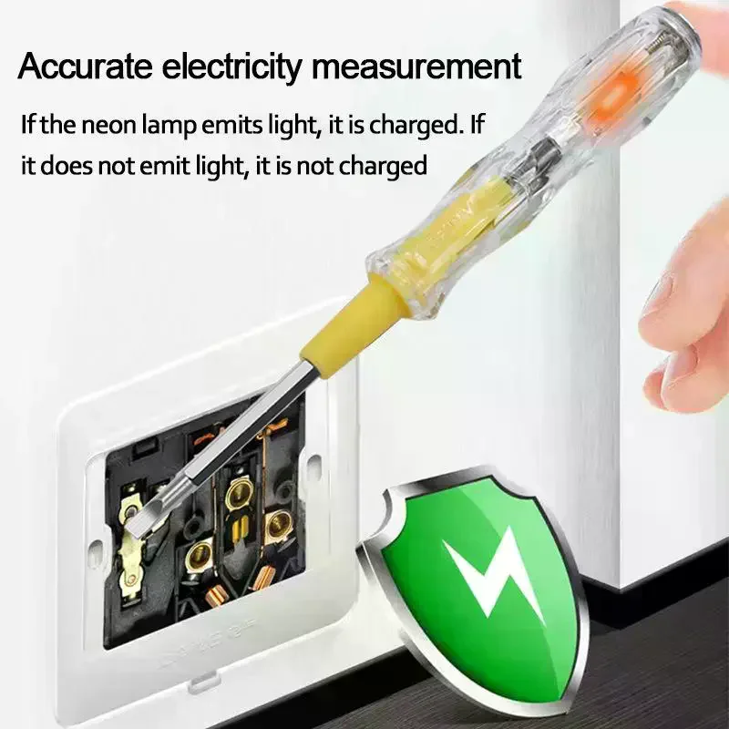 Electrical Test Pen 100-500V Electric Tester Multifunctional Test Pencil Slotted Double-Headed Screwdriver Tester Pen 3Pcs
