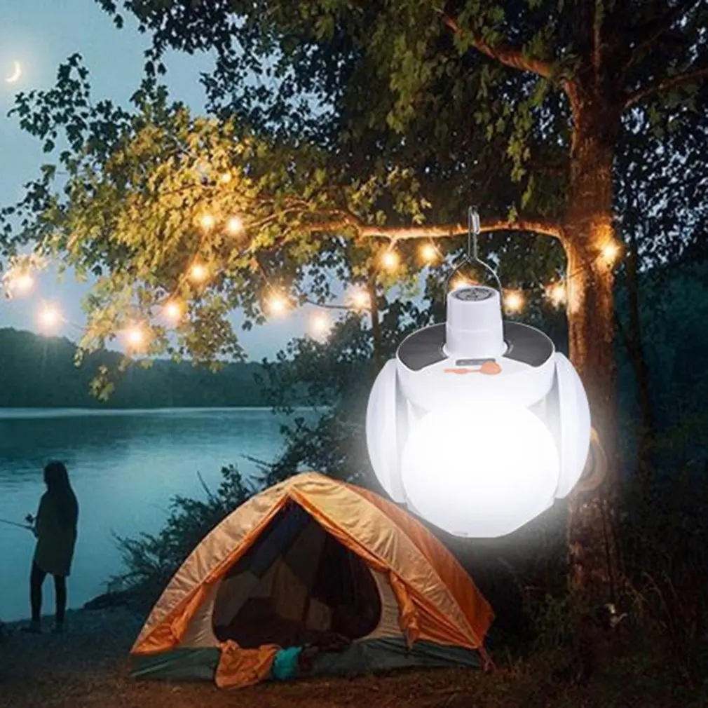 Lâmpada led portátil lâmpada de carregamento solar luz ao ar livre acampamento do jardim tenda noite pesca emergência rua vendedor tenda pendurado luz
