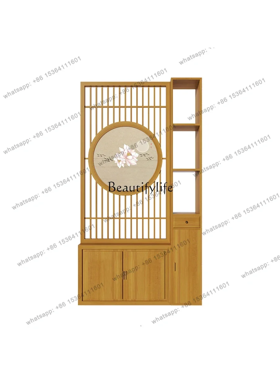LX Screen Hallway Living Room Entrance New Chinese Style Solid Wood Porch Integrated Shoe Cabinet
