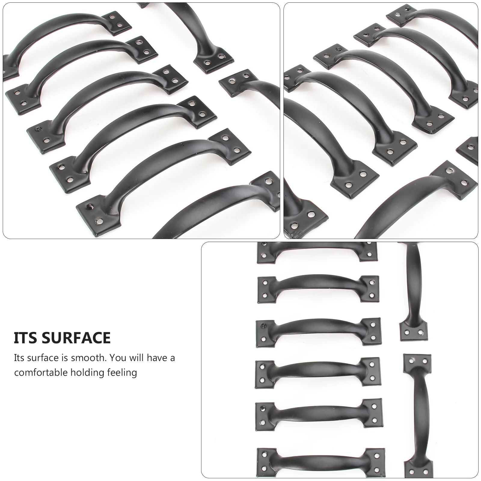 

8Pcs Black Door Handle Modern Simple Iron Pull Handle for Cabinet Wardrobe Drawer Furniture with Arch Design Smooth Surface