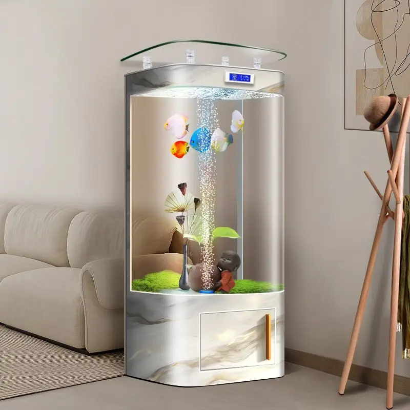 New vertical hot bending integrated goldfish tank intelligent filter aquarium tubeless bottom bubble goldfish tank