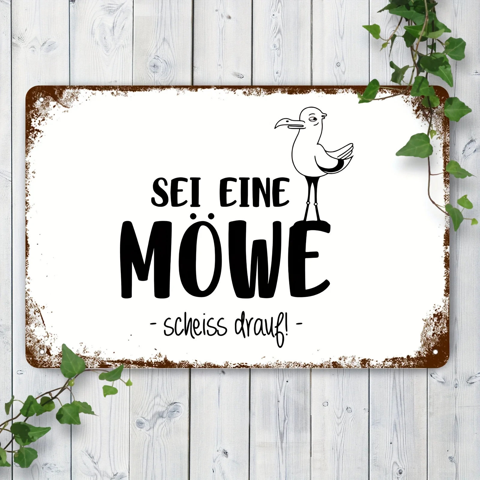 2D Flat - 1pc Vintage Seagull Wooden Sign - Become a Seagull Vintage Wall Decor Double Sided Tape Self-Adhesive,