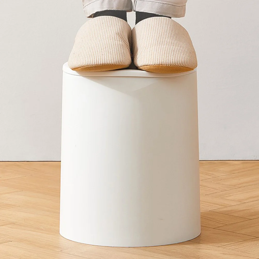 

Press Trash Can Waste Bin Garbage Container Kitchen Bathroom Small White PP Material Storage Paper Towels Bread Crumbs