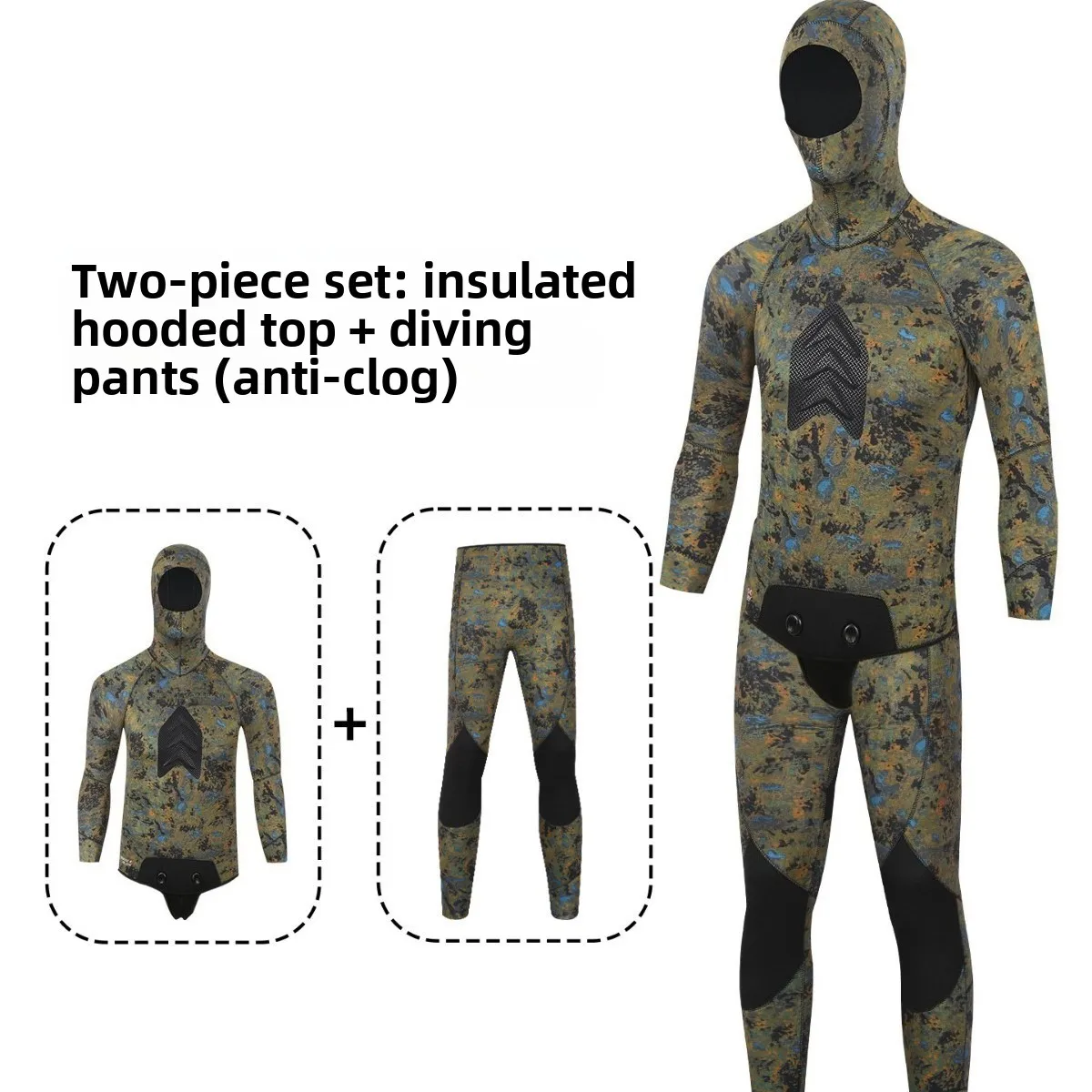 5mm Split Wetsuit CR Smooth Leather Lining Hunting Fishing Suit Camouflage Surfing Suit
