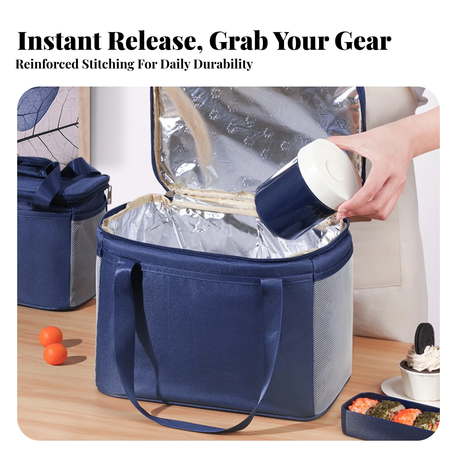 Cooler Bag with Handles Lightweight Insulated Lunch Box Thermal Tote Bag Easy to Clean Lunch Tote with Handle Spacious