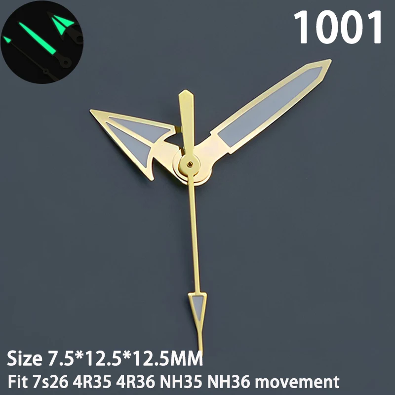 عقارب ساعة NH35 باللون الفضي والذهبي والأسود مناسبة لحركة سلسلة NH NH35