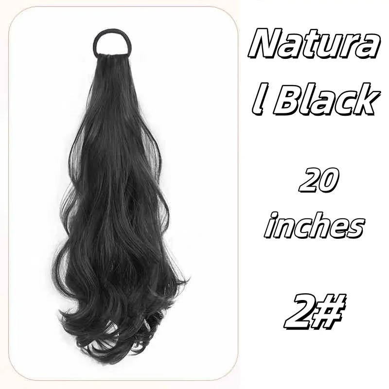 Coda di cavallo sintetica da donna con elastico in gomma, coda di cavallo in stile coreano, grandi capelli ondulati, simulazione dei capelli, coda di cavallo dal temperamento naturale