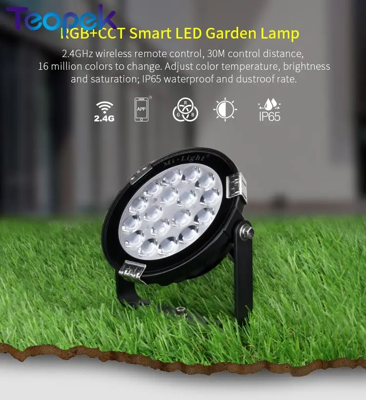 Miboxer 25W RGB+CCT LED Garden Light IP65 Waterproof Outdoor Lighting AC85-265V FUTC05