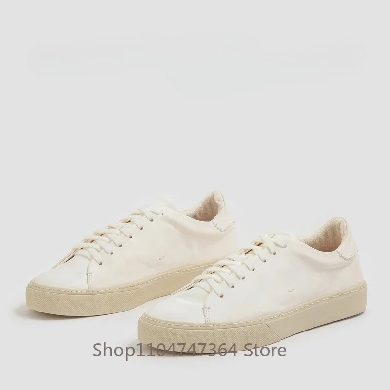 French Handmade Concise Horseskin Men's Casual Shoes Wear-resistant Soft Sole Genuine Leather Daily Walking Sport Flats Male