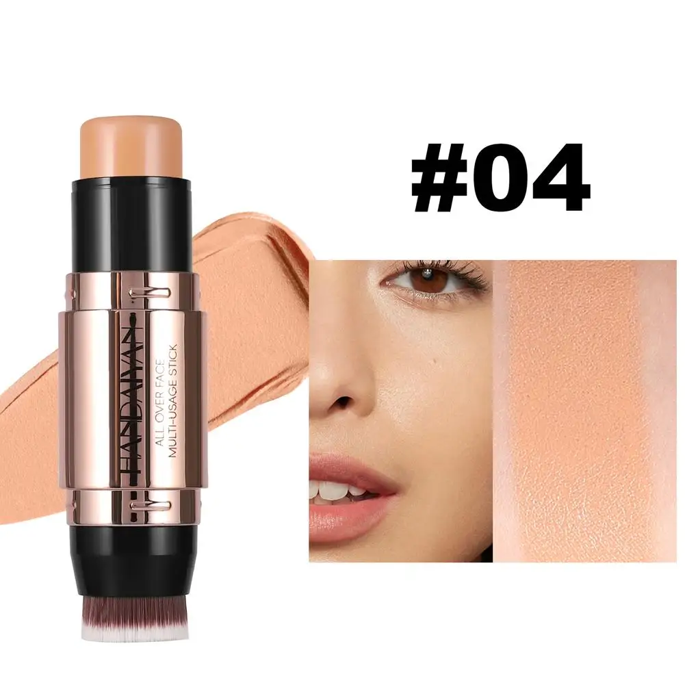 Bâton de contour du visage à double tête, crème bronzante, pinceau correcteur de maquillage, ombre foncée, lumière qualifiée ale durable avec contour éclaircissant, H4E9