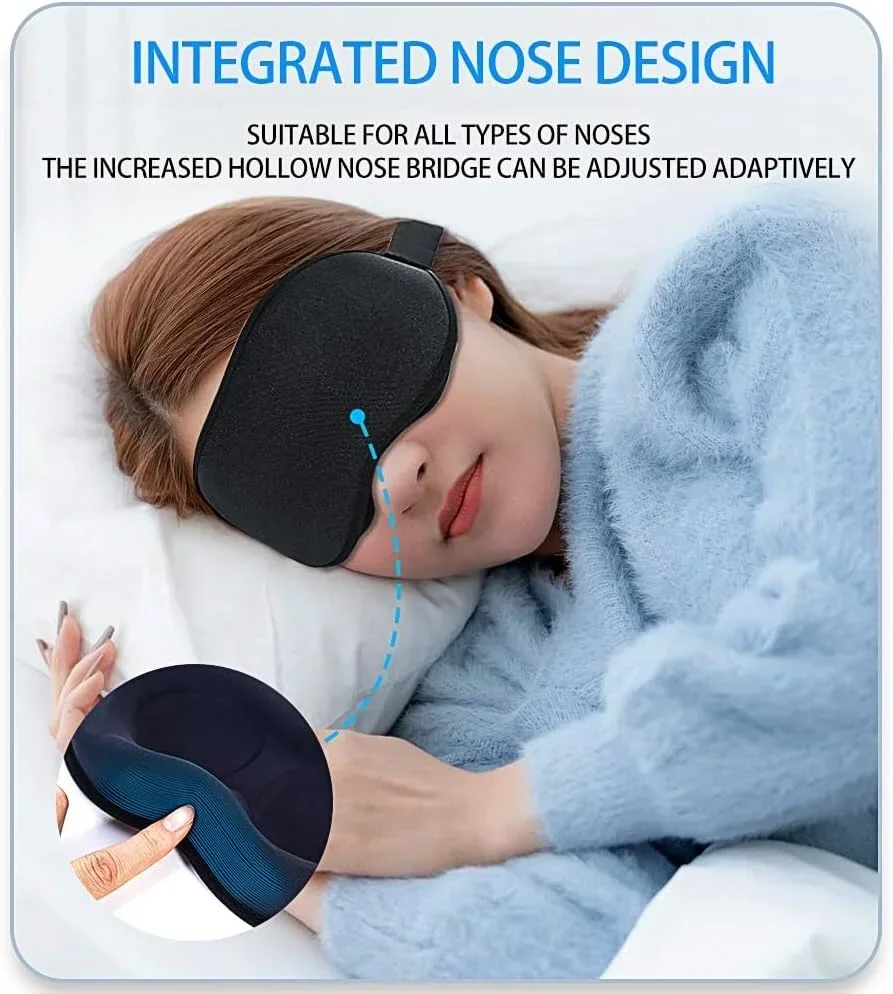 Eye Mask for Side Sleeper Men Women, Zero Eye Pressure 3D Sleeping Mask, Light Blocking Patented Design Night Blindfold