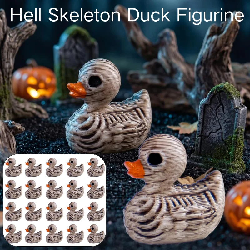 20/40PCS Skeleton Duck Figurine Halloween Gothic Skeleton Duck Statue Resin Ornament Table Shelf Garden Yard Party Decor Gift