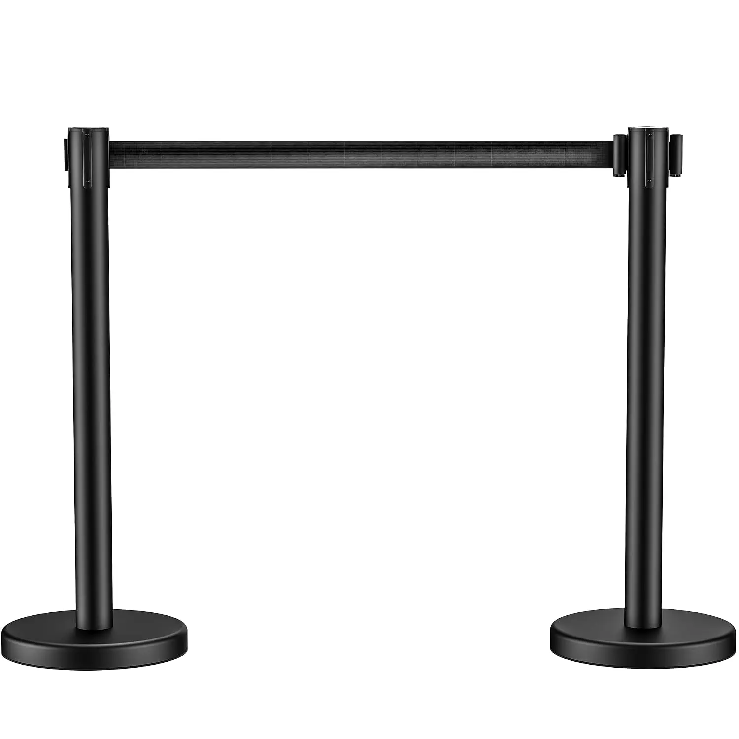 2 Pack Crowd Control Stanchions with 8.2ft Retractable Belt, 11 Lbs Weighted Base, Stainless Steel & Galvanized Construction, 4-Way Belt Connection