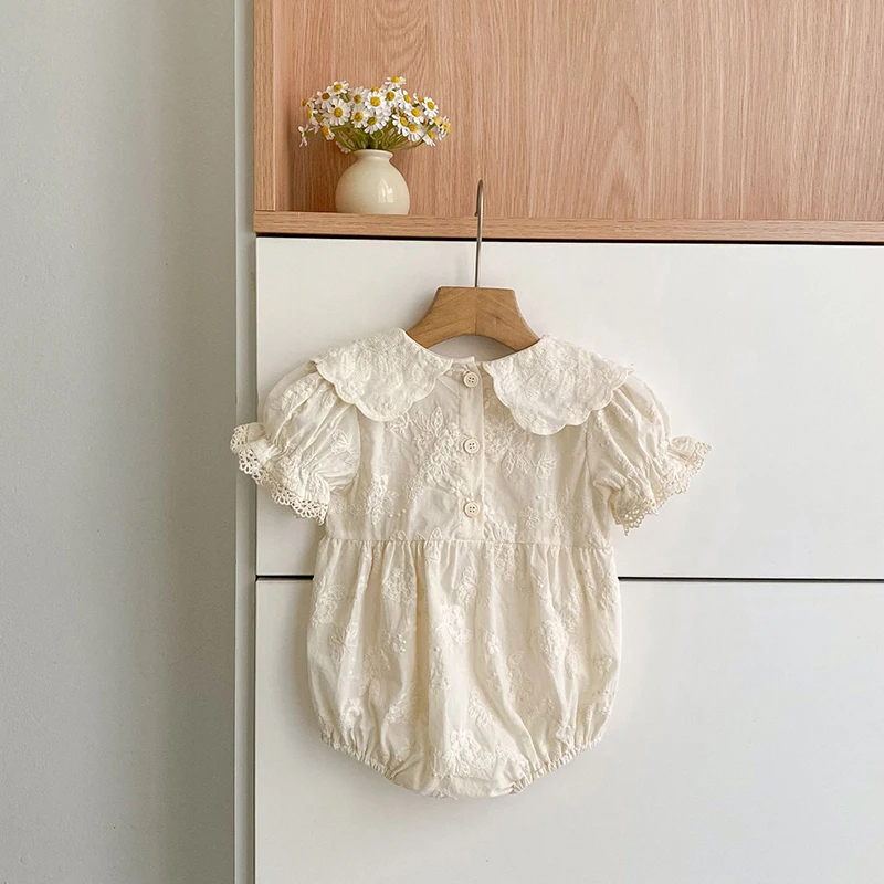 2026 Neuer Sommer-Strampler für Neugeborene, Kurzarm, Baumwolle, Bestickt, Koreanischer Stil, Süßer Kinder-Strampler, Dünne Outdoor-Kleidung – Detail 7