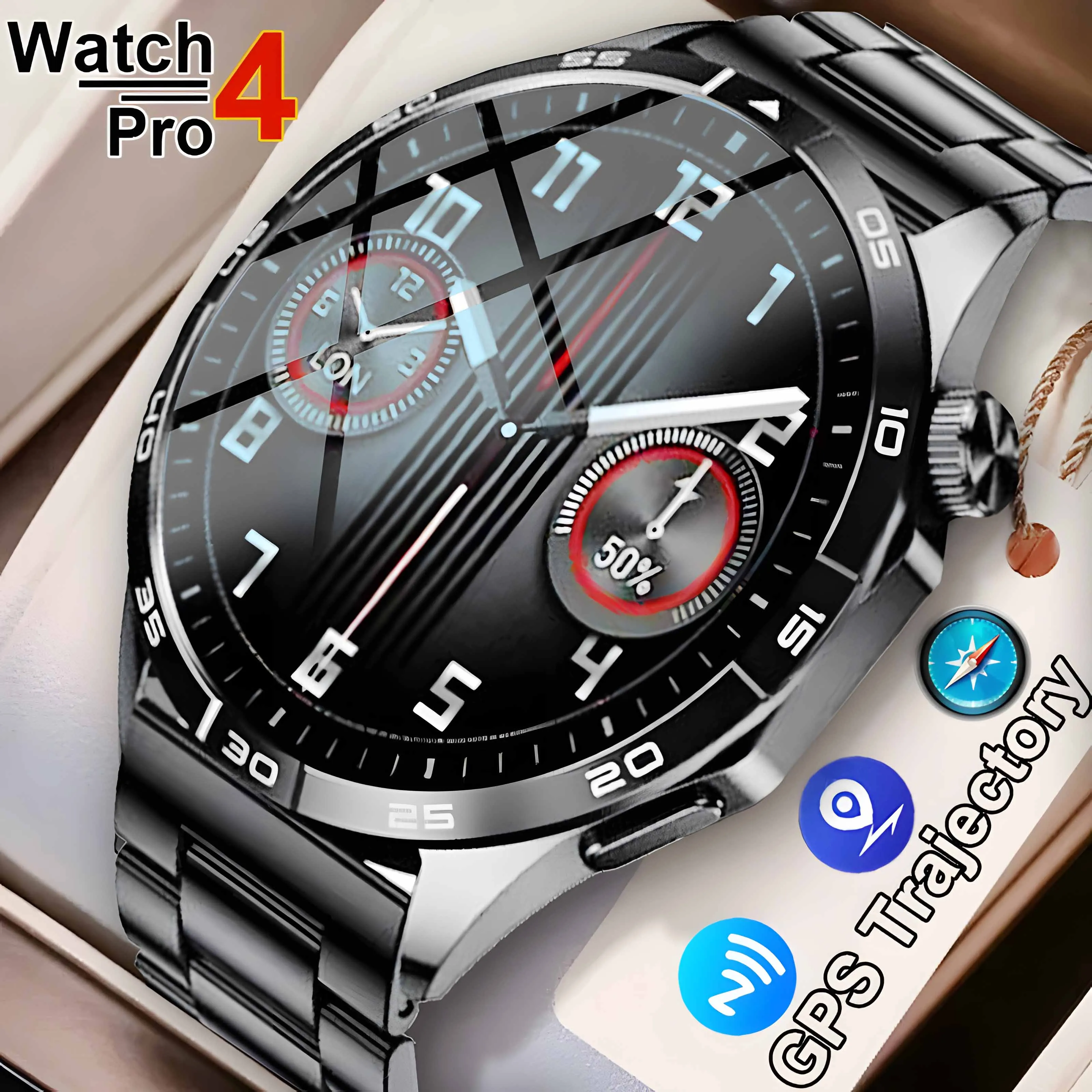 2024 New Original Watch4 Pro Smartwatch Men GPS tracking AMOLED 466*466 HD screen NFC Bluetooth Call smartwatch