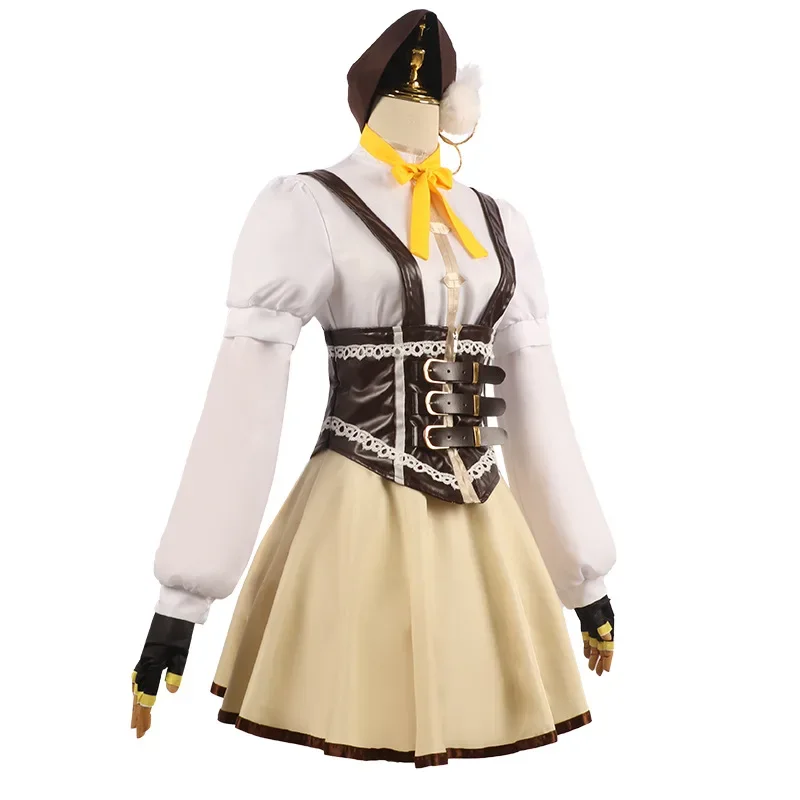 Anime Puella Magi Madoka Magica Tomoe Mami Cosplay Kostium Kapelusz Rękawiczki Peruka Pełny Garnitur Halloween Odgrywanie ról Kobiety Dziewczyny Urocza sukienka