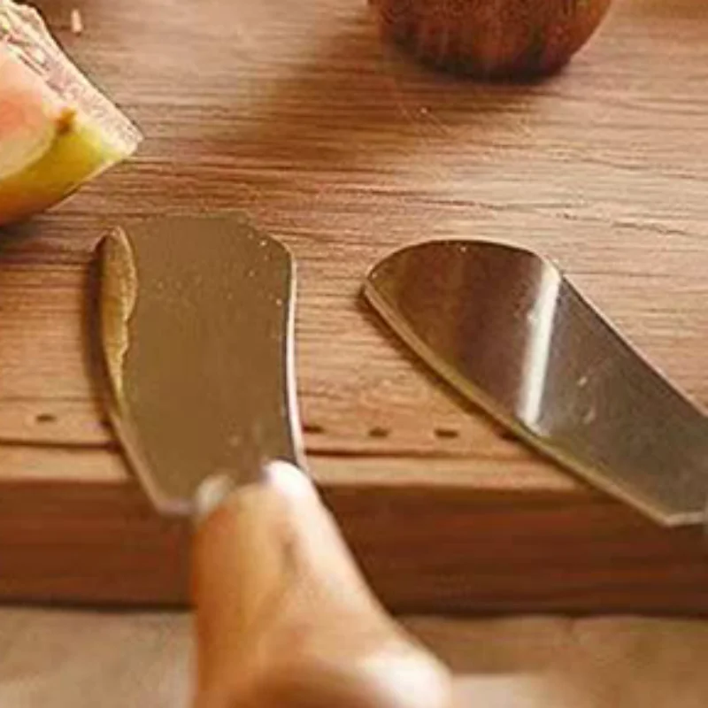 Robust Stainless Steel Cheese Accessories: Knives, Cheese Fork, Wood Handled Butter Spatula, and Jam Spreader Baking Tools