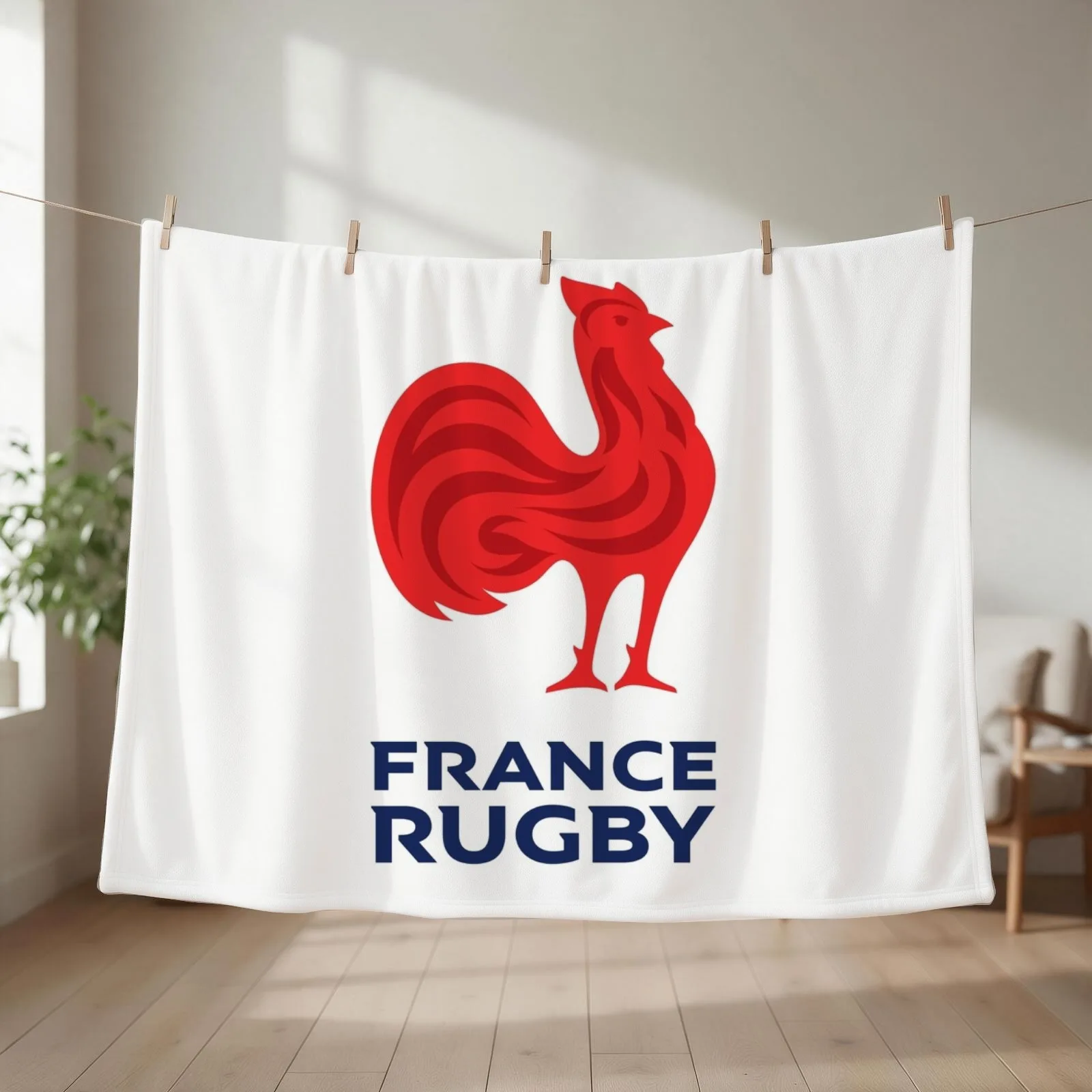 Rugby France T-shirt Throw Blanket Large Polar Plaid Travel Blankets
