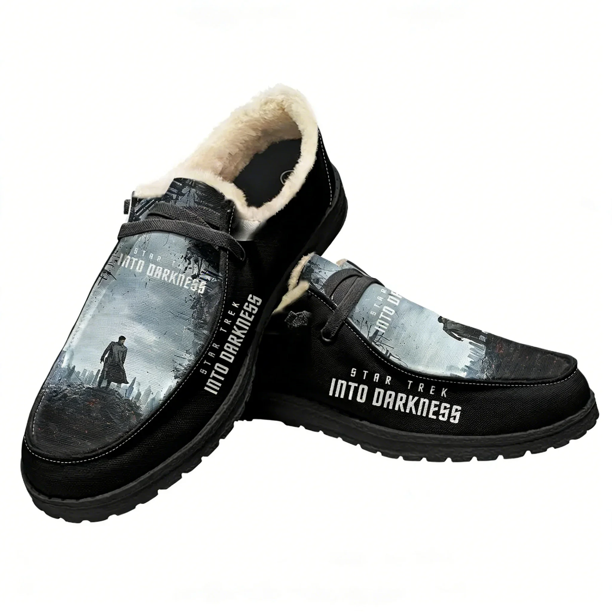 Star Trek Into Darkness Velvet Flat Shoes Mens Womens Warm Shoe Indoor Outdoor Light Shoe Personalized Print Custom Couple Shoes