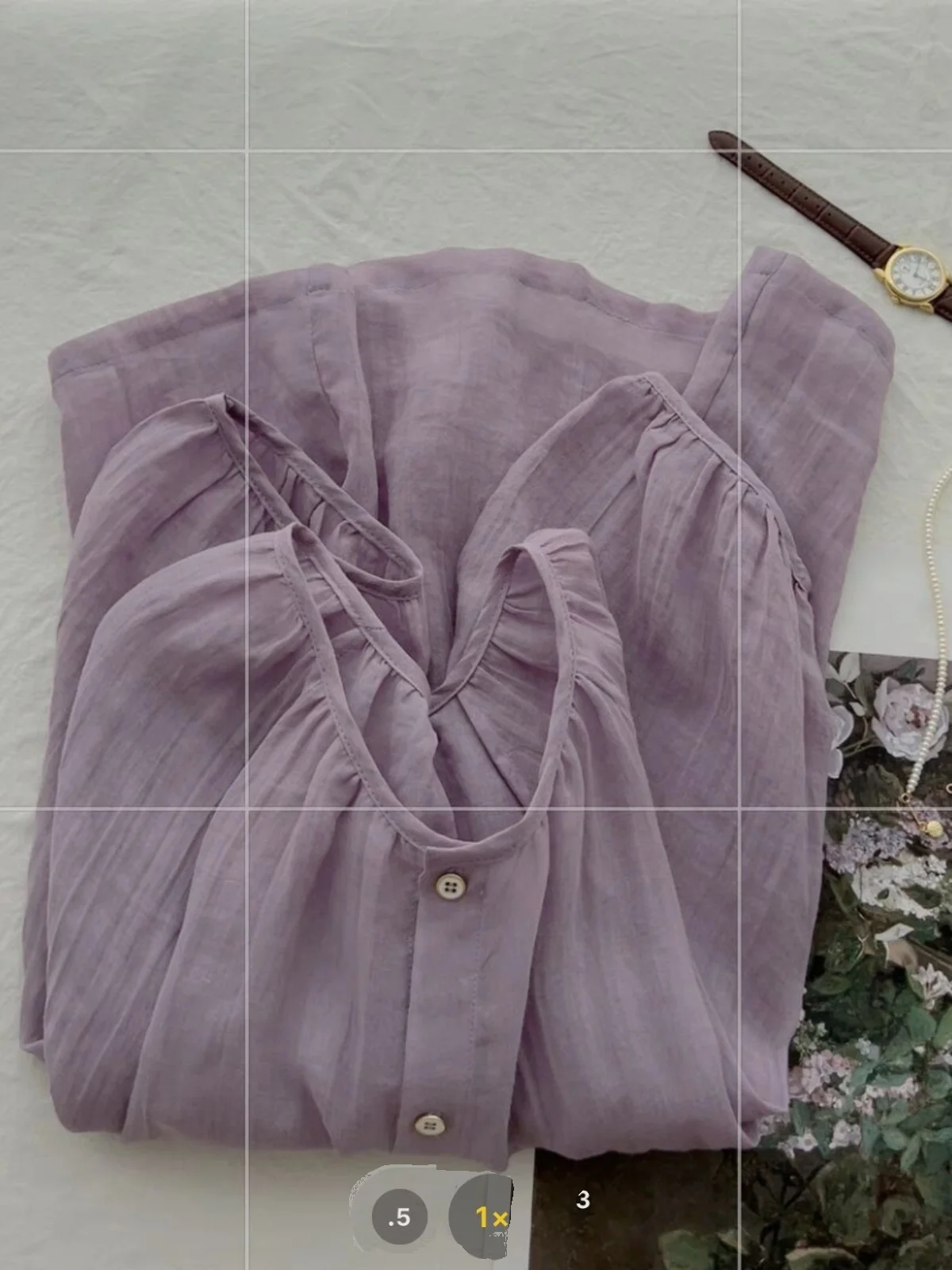 

Lav Purple Linen irt Women Summer Lightweight Loose round Ne Cotton Linen Sun Protection Top Button Sle Seven Sve