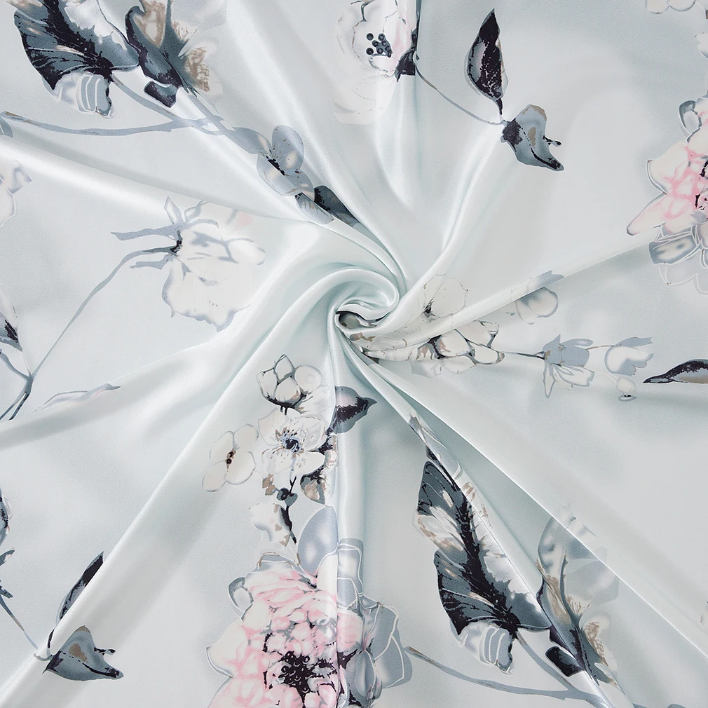 طقم سرير حريري 4 قطعة 100% غطاء لحاف حرير التوت ورقة مسطحة المخدة ألوان مطبوعة ناعمة نقية مقاسات عديدة ls2106 #5