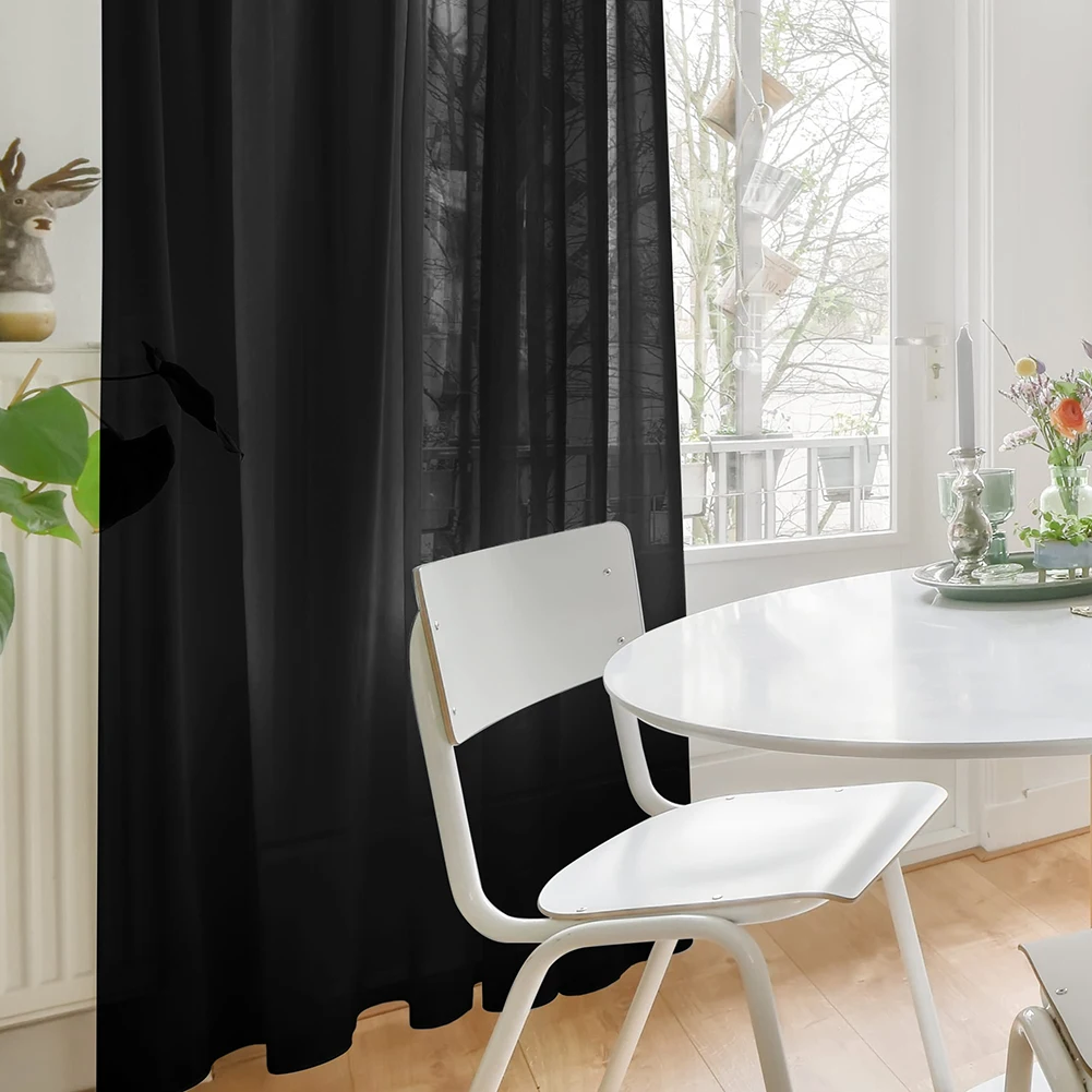 Schattierung, solide, weiße, durchsichtige Vorhänge für Wohnzimmer, Dekoration, Fenstervorhänge für die Küche, moderne Tüll-Voile-Organza-Vorhänge – Detail 22