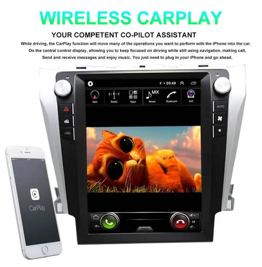 Car Bluetooth 12.1Inch Carplay Multimedia video Player Head Unit For Toyota Camry 2012-2015 Android 14 GPS Navigation 4G WIFI