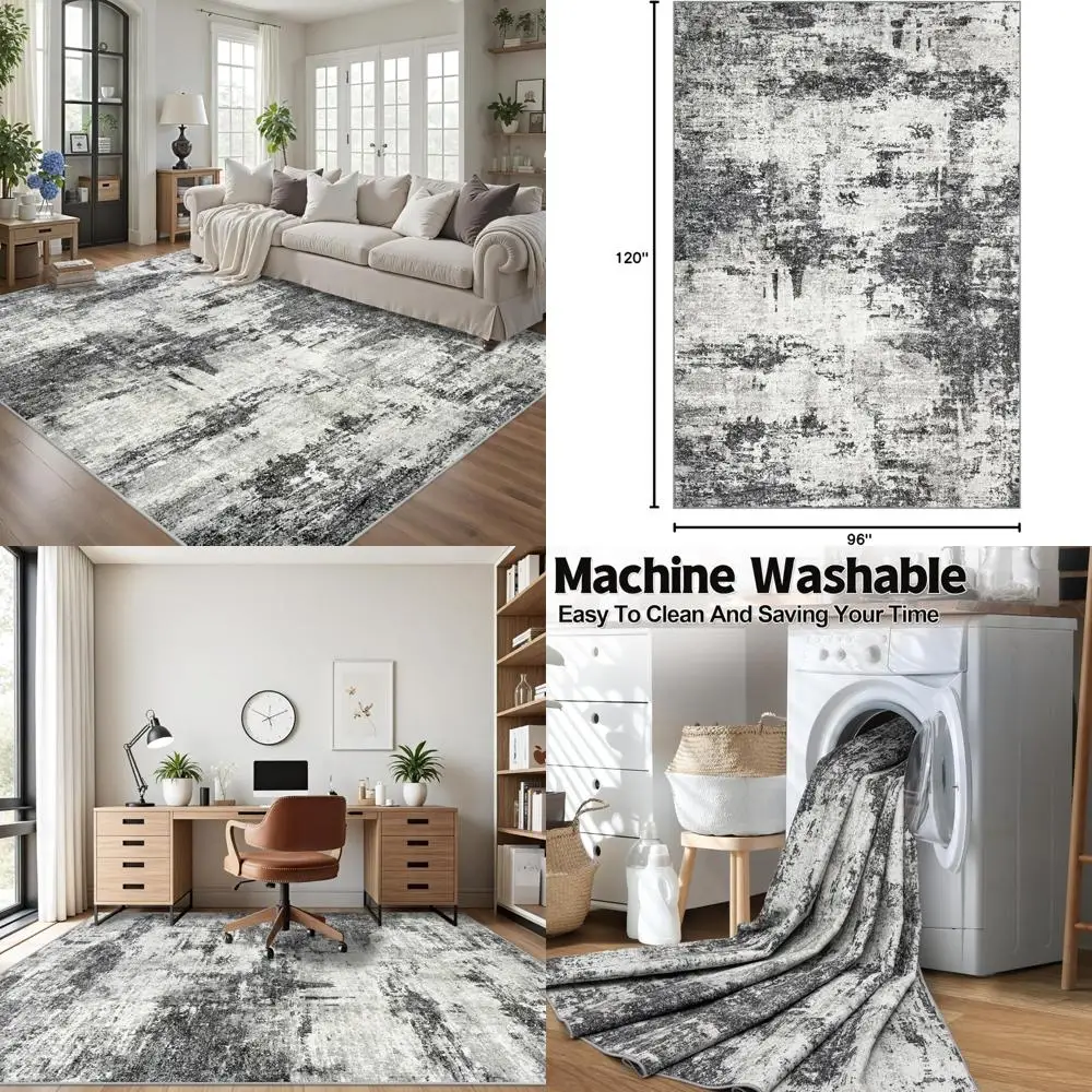 

8x10 Area Rugs for Living Room: Abstract Washable Rug with Anti-Slip Backing Non-Shedding Stain-Resistant Soft Modern Large Carp