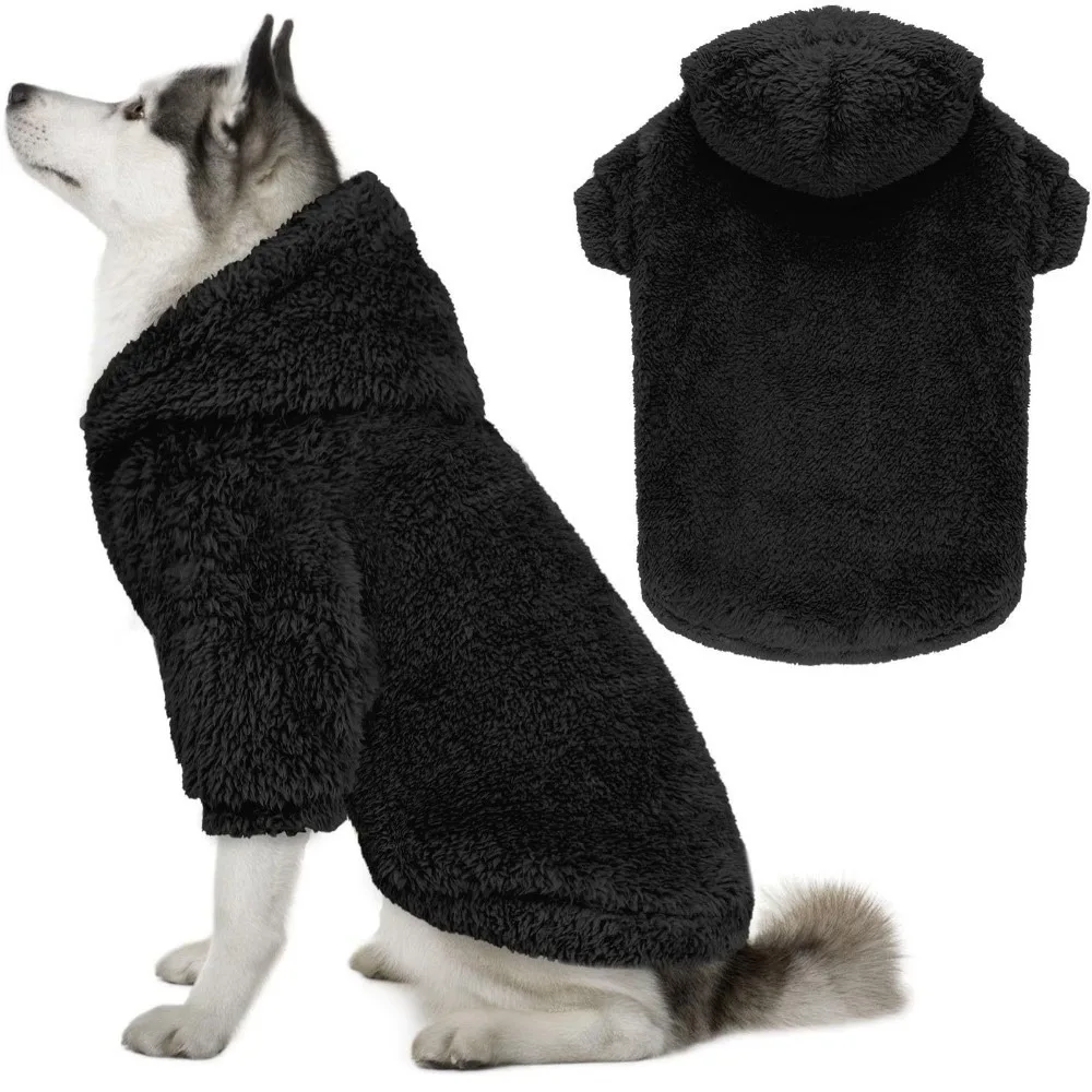 

Fuzzy Warm Dog Fleece Hoodie Cozy Double-Sided Dog Sweater Apparel Soft Pet Fleece Costume Autumn Winter