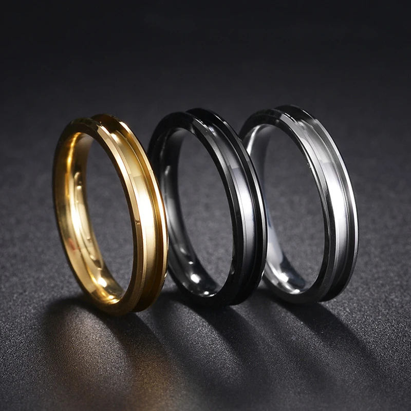 

Stainless Steel DIY Handmade Ring 4/5/6/8mm Width 1/2/3Empty Groove Fashion Charm Jewelry for Men And Women