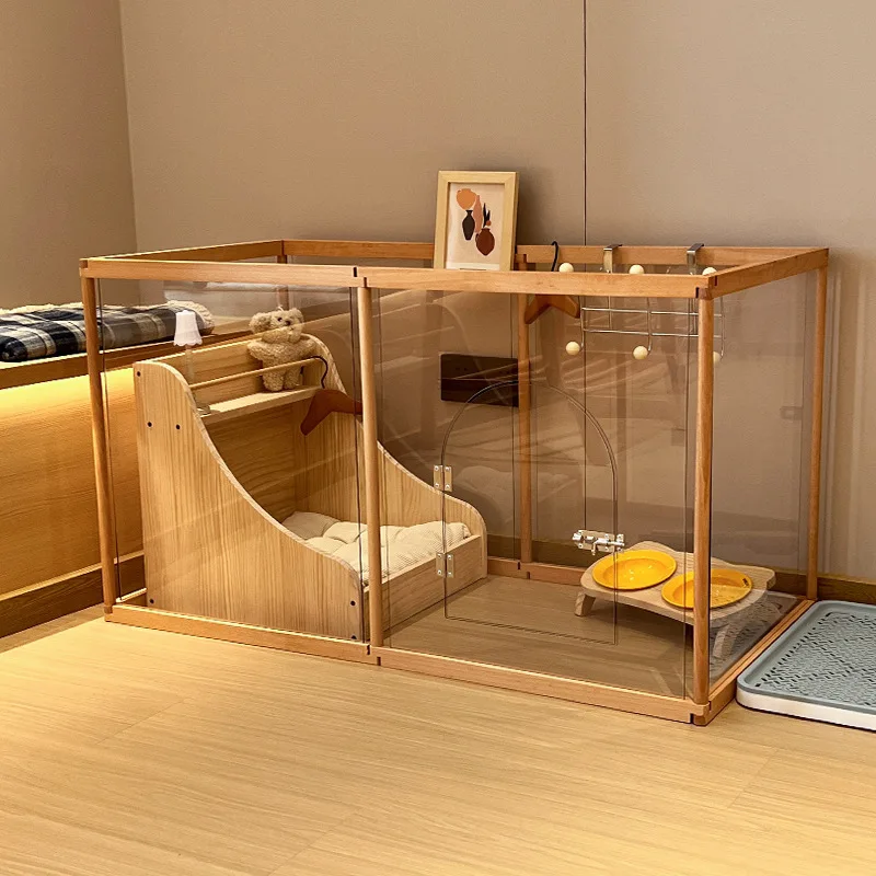 

Pet dog solid wood fence cat fence small dog isolation indoor cat kennel