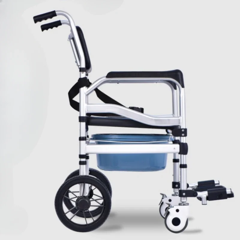 Discounted Indoor Elderly Chair, Portable Commode with Wheels, Foldable Disabled Toilet, Convenient Adult Mobility Aid 122