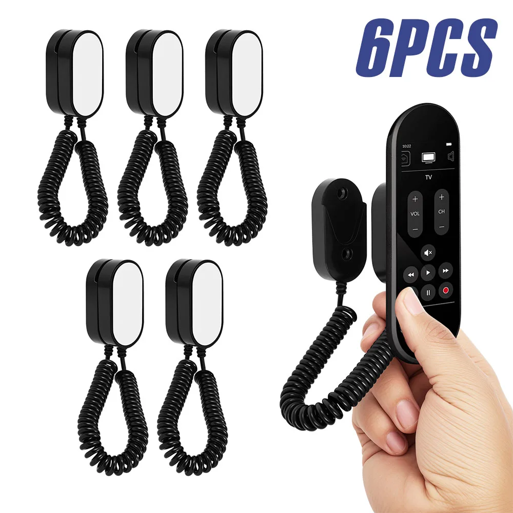 6Pcs Magnetic Remote Control Holder ABS Wall Mounted TV Air Conditioning Remote Control Storage Organizer with Spring Rope