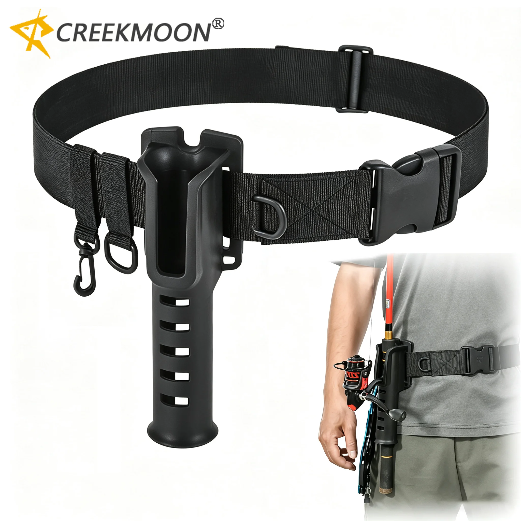Adjustable Fishing Rod Holder Waist Belt Lightweight Pole Quick Belt Holder Inserter Rod Rack Inserting Device for Sea Boat Fish